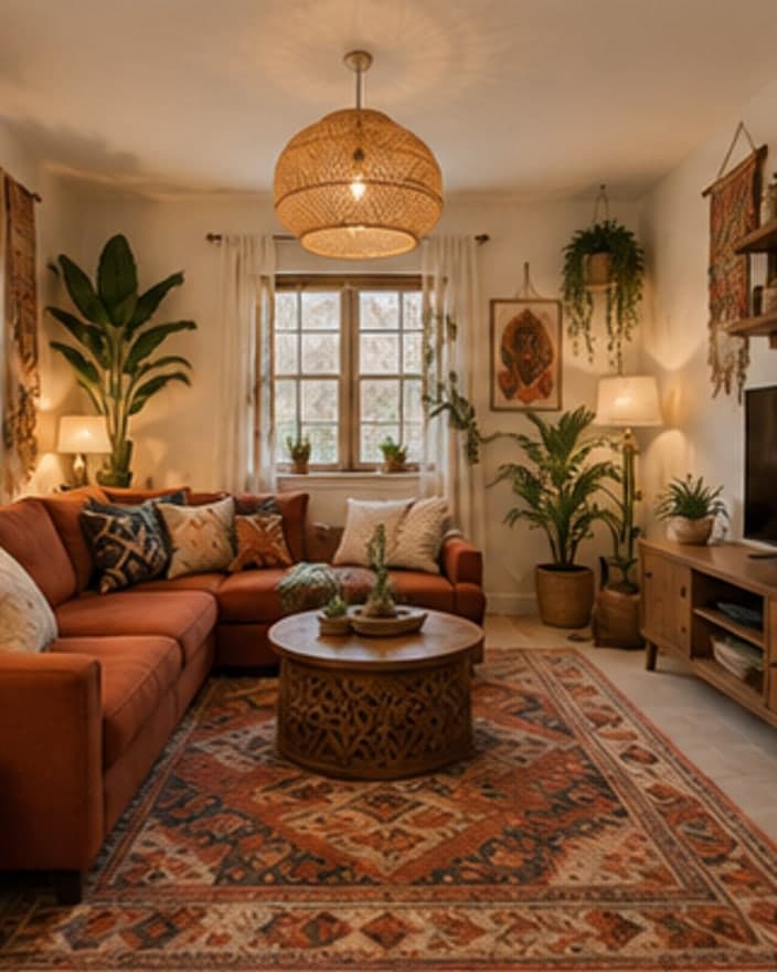 Living Room redesigned in the Bohemian style