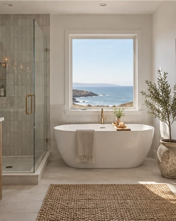 Bathroom redesigned in the Coastal style