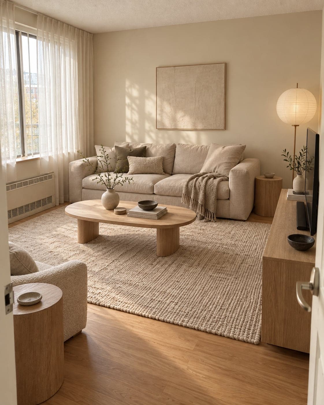 Living Room redesigned in the Japandi style